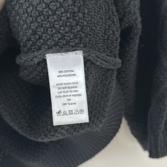 Lilla P Cable Knit Sweater Black Cotton Crew Neck Chunky Fisherman Casual - Picture 5 of 8